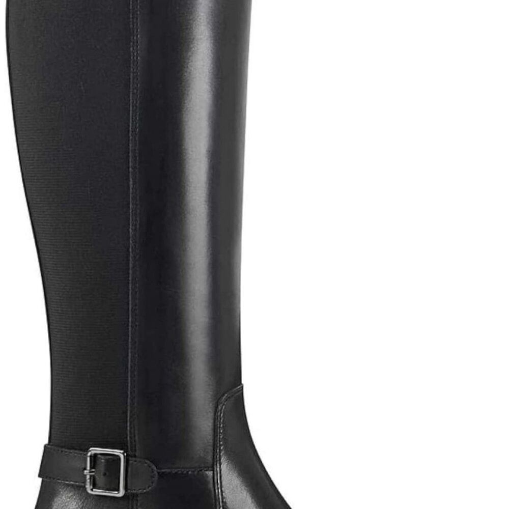 EASY SPIRIT Women Black Chaza Round Toe Block Heel Leather Boot 11,10,5.5